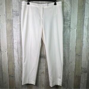 Anne Klein Sz. 16 Cream Color Dress Pants Mock Back Pockets Front Zipper Closure